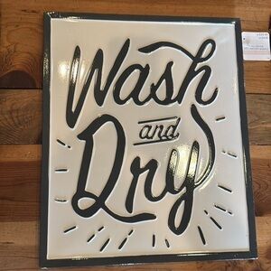 Gray and White 'Wash and Dry' Wall Sign